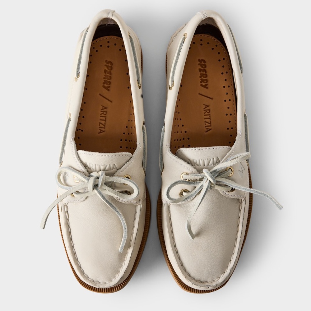 Sperry x Aritzia AO Boat Shoe - Smooth Leather Size 7.5, Grey Mist
